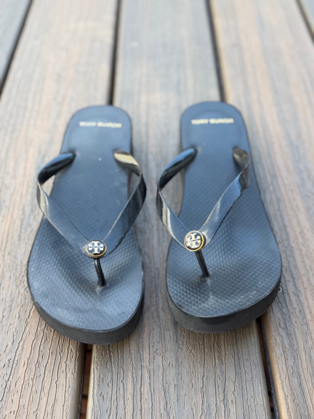 Tory Burch Black Flip Flops Size 9